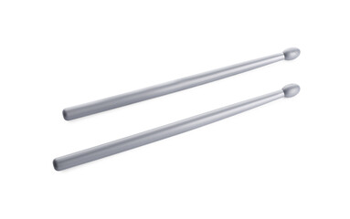Two drum sticks isolated on white, top view
