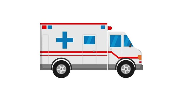 Ambulance vehicle for emergency assistance, 4K Video motion graphic animation
