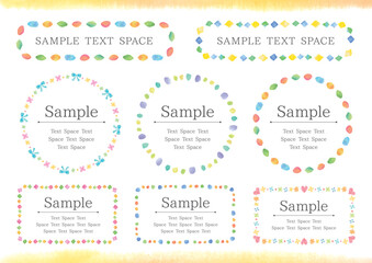 カラフルな水彩のガーリーなフレームセット1