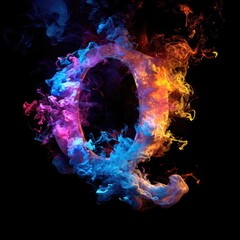 Capital letter Q with dreamy colorful smoke growing out