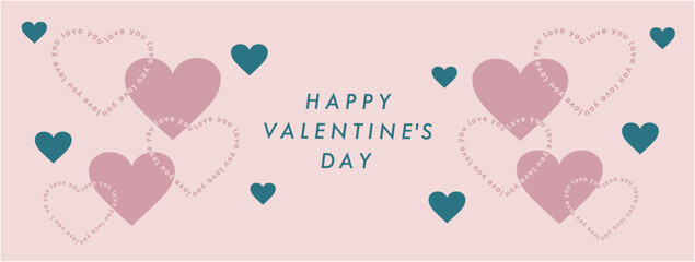 バレンタインデーバナー　フレーム　背景　ハート　2月14日　ベクターイラスト　おしゃれ