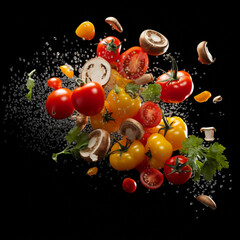 Splash of fruits and vegetables