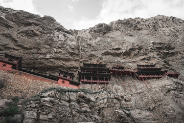 Close up on Xuankong Hanging monastery in Datong Shanxi, China