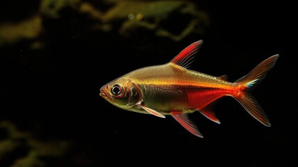Cardinal Tetra in the dark background