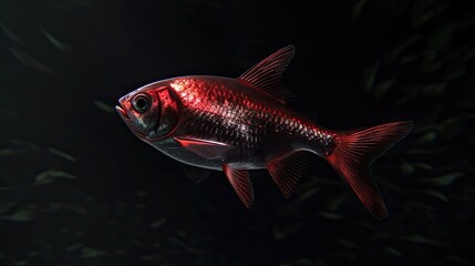 Cherry Barb in the dark background