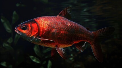 Cherry Barb in the dark background
