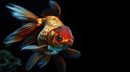 Fototapeta premium Goldfish in the dark background