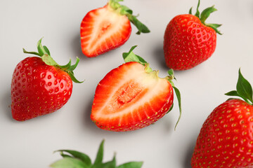 Fresh strawberries on white background