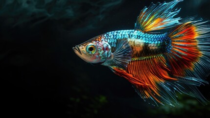 Fototapeta premium Guppy in the dark background