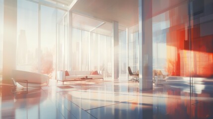 A blurred abstract vision of a luxurious sunlit penthouse  AI generated - obrazy, fototapety, plakaty