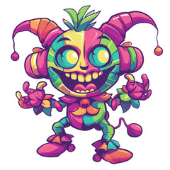 Whimsical Jester, A Colorful, Playful Cartoon Character for Children's Entertainment and Family Fun