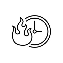 Burn time outline icons, minimalist vector illustration ,simple transparent graphic element .Isolated on white background