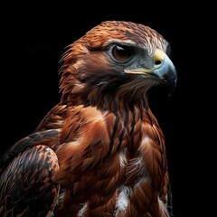 Fototapeta premium Portrait majestic of Javan Hawk-Eagle with glossy feather on the black background AI Generative
