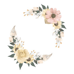Dried Wreath Flower Frame Background