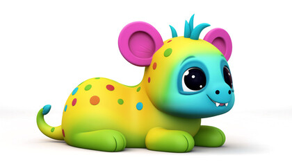 a cartoon animal with colorful spots on its face