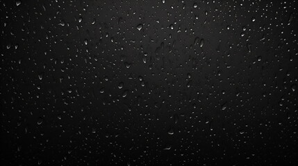 Water droplets on a black background. Rain water falling on a black surface. Close up. Generative AI - obrazy, fototapety, plakaty