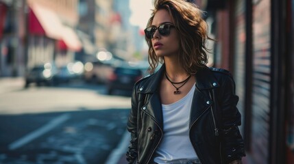 Effortlessly chic with a classic leather jacket, clean white tee, and distressed denim for a touch of edge.