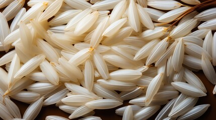 rice seeds closeup, flat lay, top view