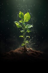 A portrayal of a plants growth from a seed to a leafy green  AI generated - obrazy, fototapety, plakaty