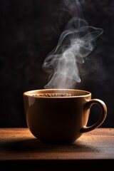 A simplistic close-up of steaming tea in a mug  AI generated
