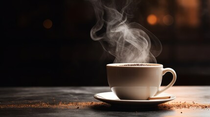 A simplistic close-up of steaming tea in a mug  AI generated