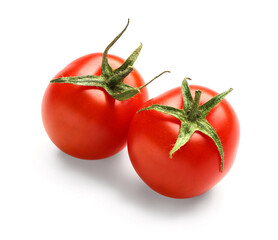 Fresh cherry tomatoes on white background