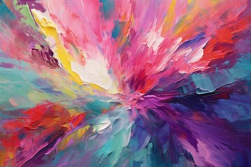 Multicolored Brush Strokes on Abstract Canvas