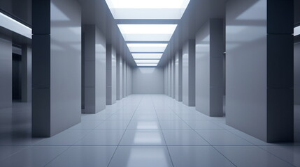 Corridor, perspective, blue - Generative AI