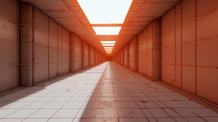 Corridor, perspective, orange - Generative AI