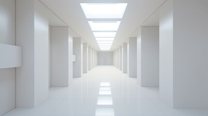 Corridor, perspective, white - Generative AI