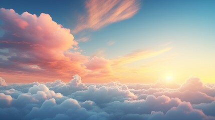 Beatiful sky with comolus clouds  AI generated - obrazy, fototapety, plakaty