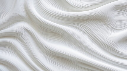 Crinkled white fabric. Wrinkles that undulate like waves. Close up. Generative AI