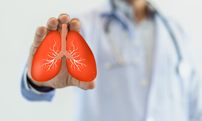 Doctor holding checkup care Lung health therapy, respiratory disease, lung cancer, bronchitis, Bronchial Asthma, Tuberculosis, pneumonia, asthma, insurance, hospital.world no tobacco day