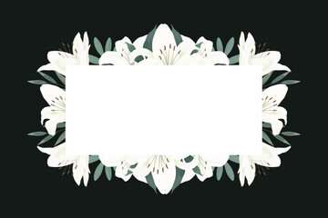 White Lily Flower Frame Background
