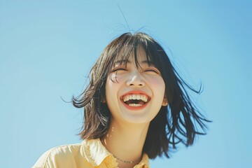 幸せそうな笑顔の日本人女性のポートレート（モデル・日本人・アジア人）