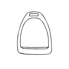 Vector hand drawn doodle sketch horse riding stirrup isolated on white background