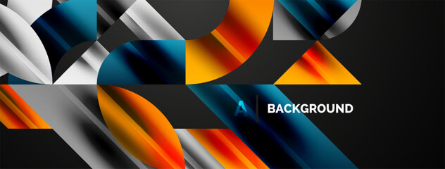 Geometric abstract background with abstract geometric shapes. Concept of creative technology, digital art, social communication, modern science for poster, cover, banner, brochure, website