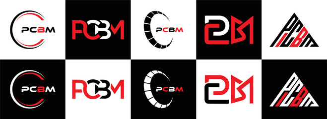 PCBM logo. P C B M design. White PCBM letter. PCBM, P C B M letter logo design. Initial letter PCBM letter logo set, linked circle uppercase monogram logo. P C B M letter logo vector design.	
