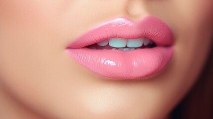 Fototapeta premium Permanent lip makeup Background with selective focus and copy space AI generated