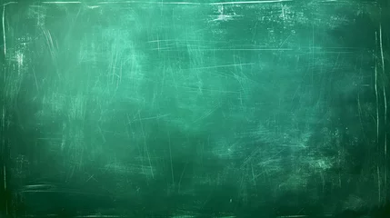 Foto op Plexiglas A texture of chalk rubbed out on green blackboard or chalkboard background. School education, backdrop for learning concept. © ChubbyCat