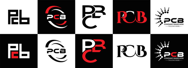 PCB logo. P C B design. White PCB letter. PCB, P C B letter logo design. Initial letter PCB letter logo set, linked circle uppercase monogram logo. P C B letter logo vector design.	

