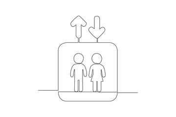 One continuous line drawing of Shopping center or mall information concept. Doodle vector illustration in simple linear style.