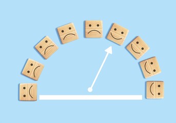 Barometer with set of faces icons. Concept of emotion