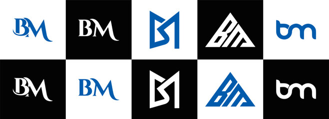 BM logo. B M design. White BM letter. BM, B M letter logo design. Initial letter BM letter logo set, linked circle uppercase monogram logo. B M letter logo vector design.	
