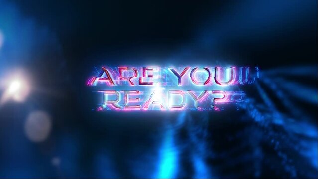 Are you ready abstract pink purple text cinematic trailer title Sci-Fi futuristic intro title concept background. 4K 3D seamless loop science futuristic technology video 