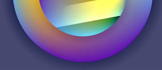 Glossy metal glowing circles geometric background. Minimal abstract composition. Vector illustration For Wallpaper, Banner, Background, Card, Book Illustration, landing page