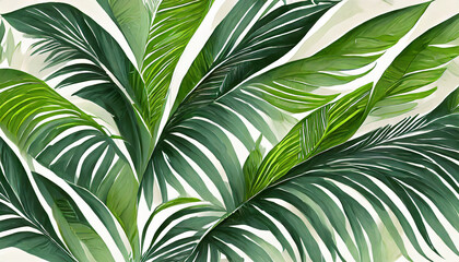 Green leaf pattern on white background © Saichol