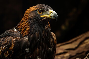 Fototapeta premium Portrait majestic of Black Eagle with light exposure AI Generative