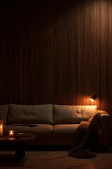 Warm dim lighting that creates a cozy minimalistic comfort  AI generated