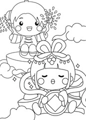 CNY Chinese New Year Kids Holiday Celebration Cartoon Coloring Activity for Kids and Adult
